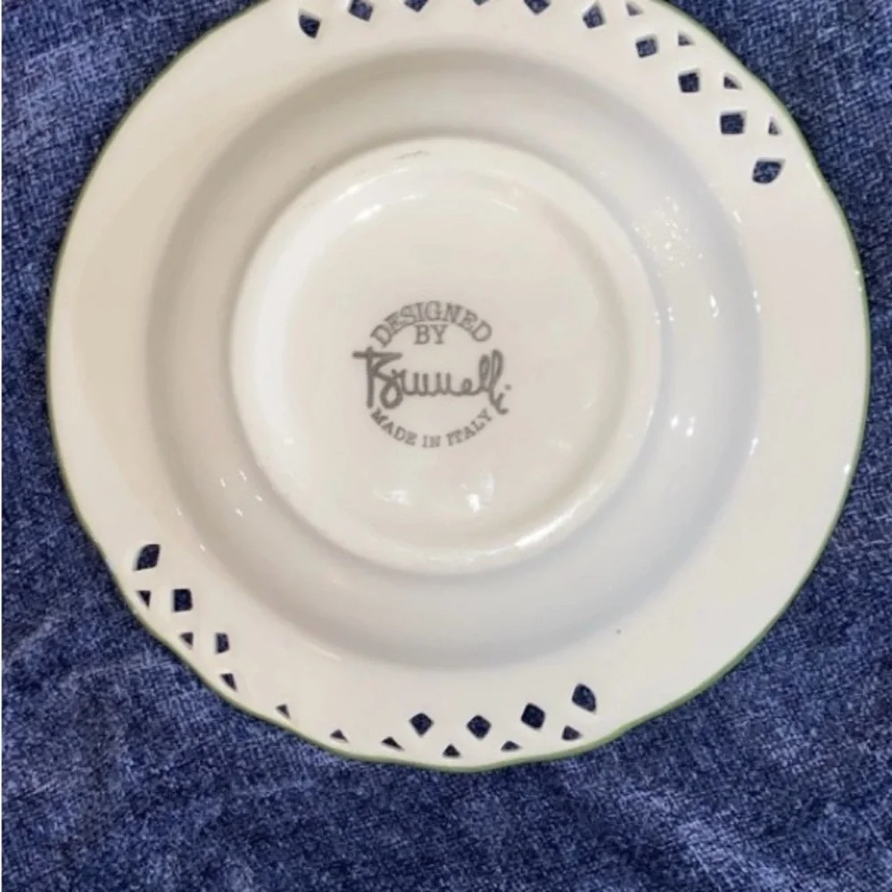 Hand painted BRUNELLI Ceramic Pierced Rimmed 11.75” TIFFANY Set Of 2